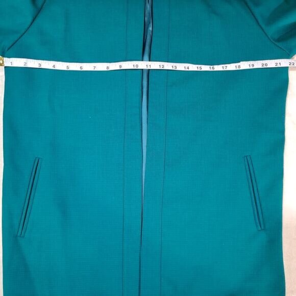 Vintage‎ Mertelli Collection Teal Pure Virgin Wool Open Blazer - Size 6 - Picture 7 of 9
